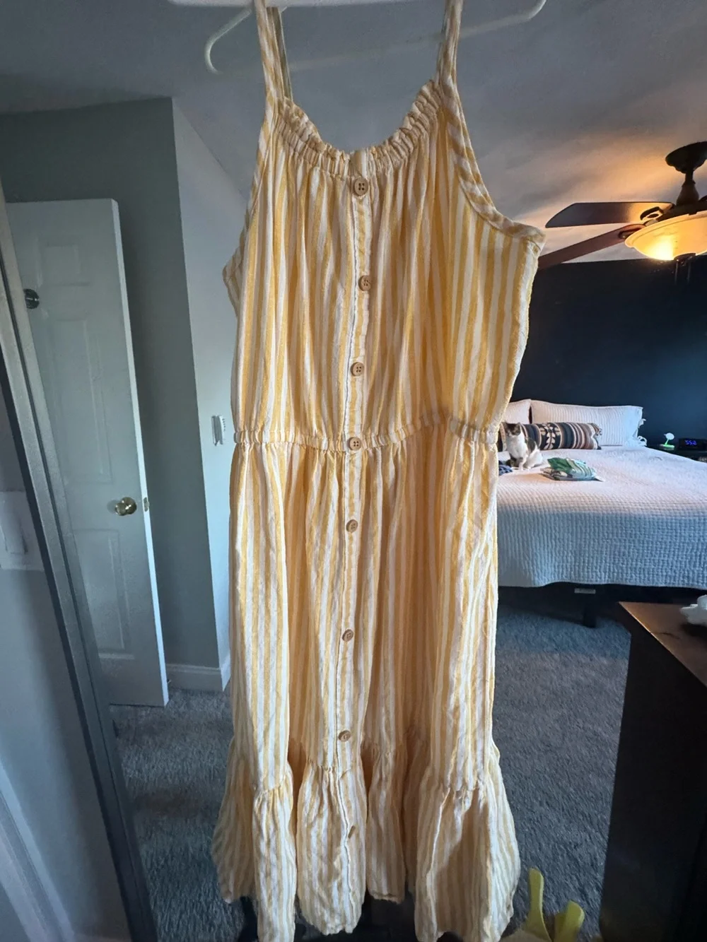 Girl’s Yellow Stripe Button-Front Sundress - size 8